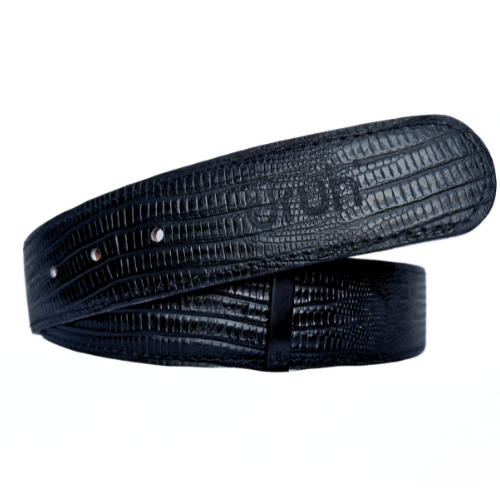 Druh Black Lizard Leather Belt Including Two Buckles