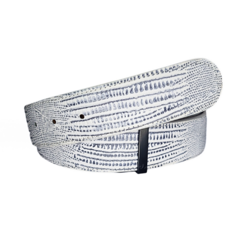 Druh Black White Lizard Leather Belt Including Two Buckles