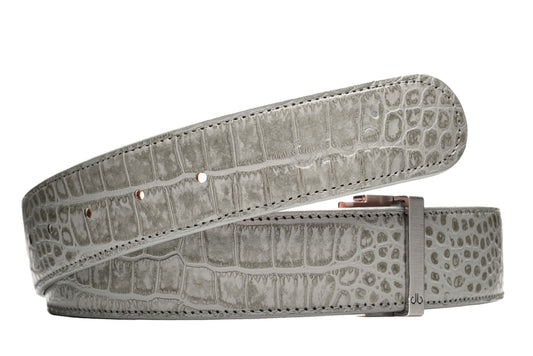 Druh Grey Crocodile Leather Belt Including Two Buckles