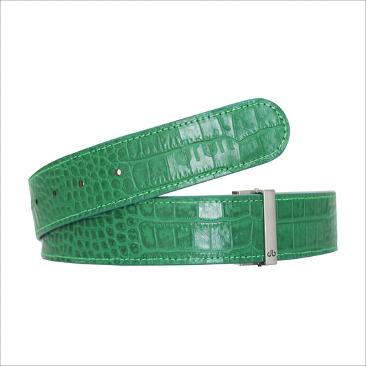Druh Green Crocodile Leather Belt Including Two Buckles