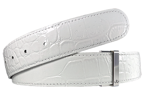Druh White Crocodile Leather Belt Including Two Buckles
