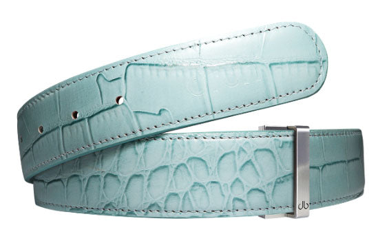 Druh Aqua Crocodile Leather Belt Including Two Buckles