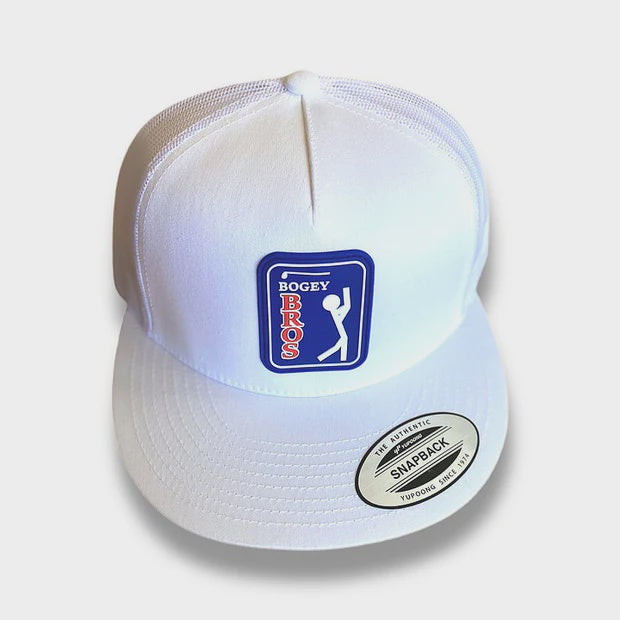 Bogey Bros Flat Bill White Performance Headwear