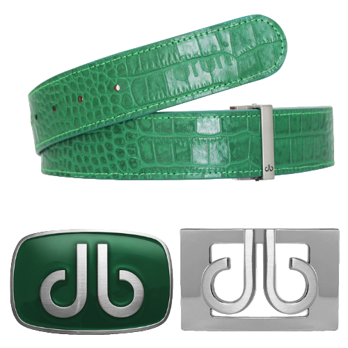 Druh Green Crocodile Leather Belt Including Two Buckles