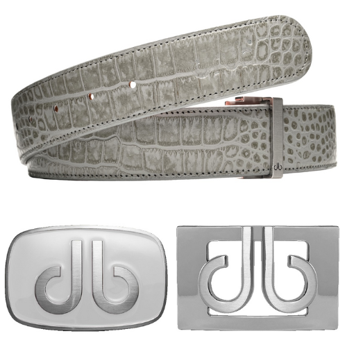 Druh Grey Crocodile Leather Belt Including Two Buckles
