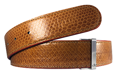 Druh Light Brown Snakeskin Leather Belt Including Two Buckles